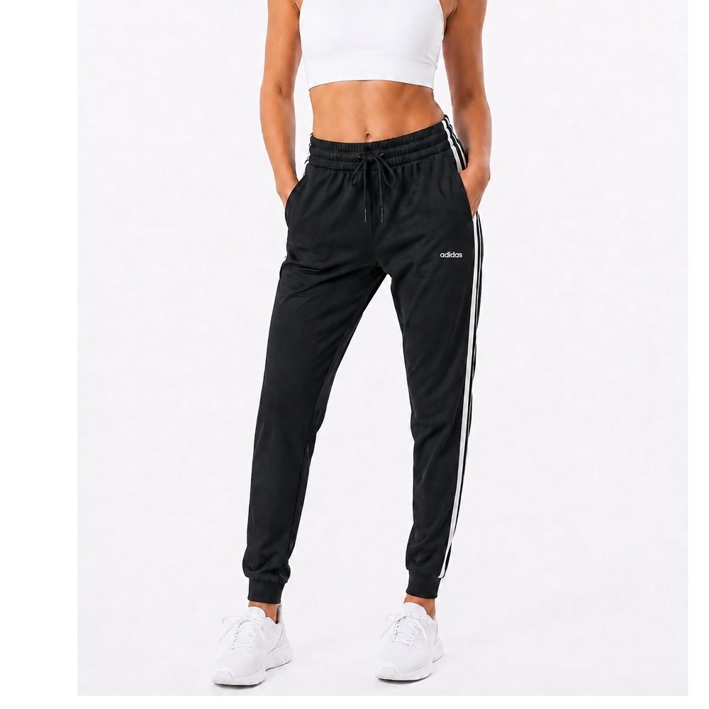 Adidas Primegreen Joggers Women's XS Black White Stripes Tapered Athletic Pants
